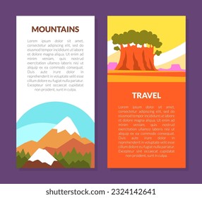 Mountain Travel Banner Design with Peaky Summit Vector Template