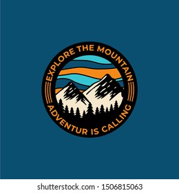 Mountain Travel Emblems. Camping Outdoor Adventure Emblems, Badges And Logo Patches. Mountain Tourism, Hiking. Forest Camp Labels In Vintage Style