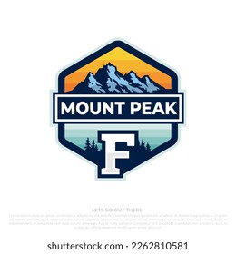 mountain travel emblems. Camping outdoor adventure emblems, badges and logo patches. Mountain tourism, hiking. Forest camp labels in vintage style