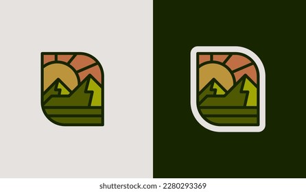 Mountain travel emblems. Camping outdoor adventure emblems, badges and logo patches. Mountain tourism, hiking. Universal creative premium symbol. Vector illustration