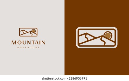 Mountain travel emblems. Camping outdoor adventure emblems, badges and logo patches. Mountain tourism, hiking. Universal creative premium symbol. Vector illustration