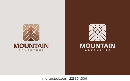 Mountain travel emblems. Camping outdoor adventure emblems, badges and logo patches. Mountain tourism, hiking. Universal creative premium symbol. Vector illustration