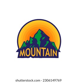mountain travel emblems. Camping outdoor adventure emblems, badges and logo patches. Mountain tourism, hiking. Forest camp labels in vintage style