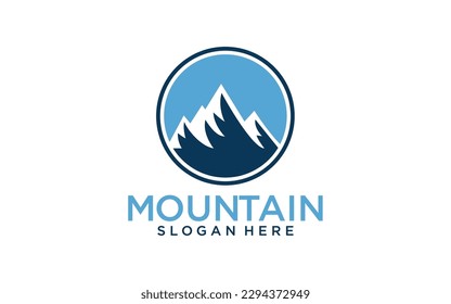 mountain travel emblems logo. Camping outdoor adventure emblems, badges and logo patches. Mountain tourism, hiking vector template