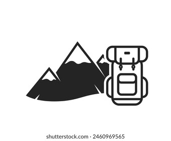mountain travel icon. backpack, vacation and journey symbol. isolated vector image for tourism design