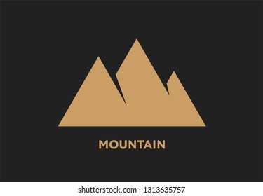 Mountain Travel Logo Concept. Vector Flat Line Stroke Icon.