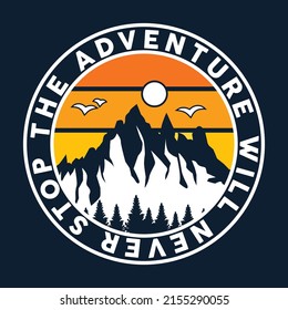 Mountain with travel typo print design