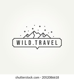 mountain travel wildlife adventure night view minimalist line art logo design vector
