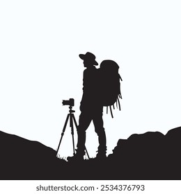 Mountain Traveller Silhouetten, Wander- und Trekker Tshirt Designelemente