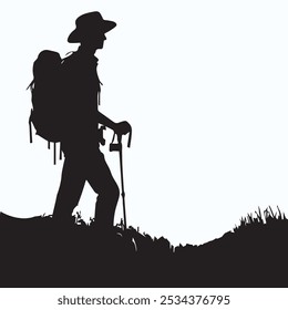 mountain traveler silhouettes, Hike and Trekker Tshirt design elements