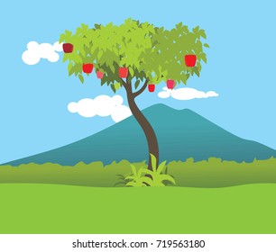 mountain and tree