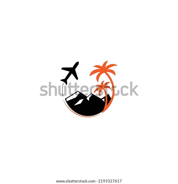 Mountain tree and airplane logo design, travel logo\
design, road trip\
logo