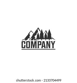 Mountain and tree company logo vector design for business branding