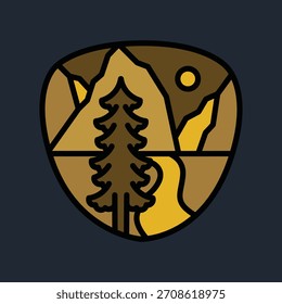 Montanha e árvore ilustração gráfica vetor arte t-shirt design