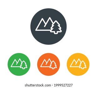 Mountain with tree icon. Symbol of natural landscape.