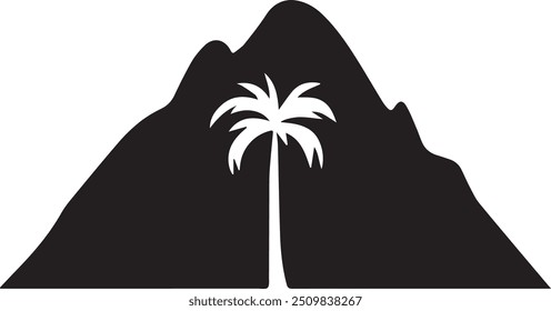 A mountain and tree image designed for multipurpose use. The design should be clean, minimalistic, and versatile, making it perfect for various applications such as logos, posters, t-shirt designs