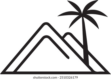 A mountain and tree image designed for multipurpose use. The design is clean, minimalistic, and versatile, making it perfect for various applications such as logos, posters, t-shirt designs etc.