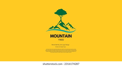 diseño de logotipo de árbol de montaña para comunidad de aventura o diseño de camisetas