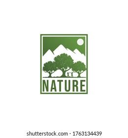 Diseño del logo de montaña y árbol. Diseño del logo de la naturaleza.