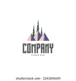 mountain with tree nature logo design template