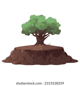 mountain with a tree over white
