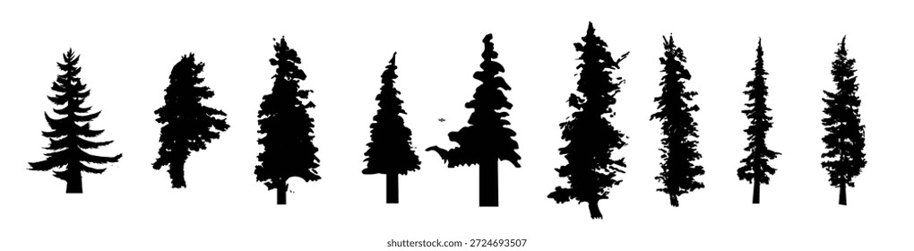 Bergbaum Silhouetten, Vektorgrafik
