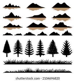 Mountain and tree slihouette set collection for your company or brand