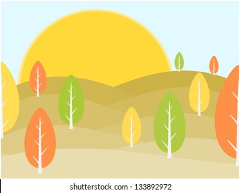 Mountain and tree view day in the nature concept illustration