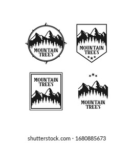 mountain tree vintage logo design template Premium Vector