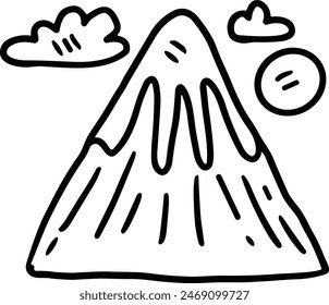 A mountain with trees in the background. The mountain is covered in snow and the sky is cloudy