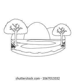 mountain and trees icon