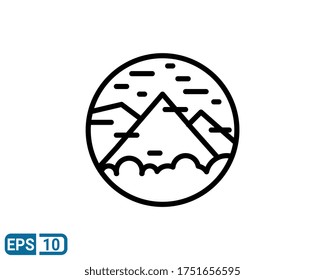 mountain and trees icon in line style isolated on white background. EPS 10