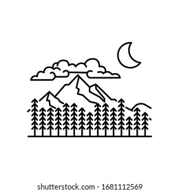 Mountain and trees line illustration