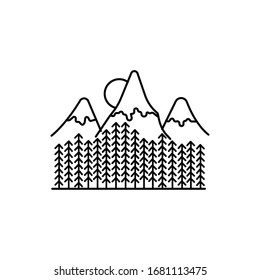 Mountain and trees line illustration