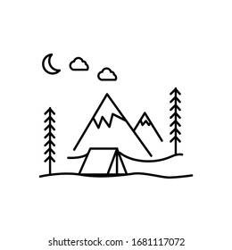 Mountain and trees line illustration