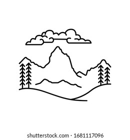 Mountain and trees line illustration