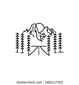 Mountain and trees line illustration