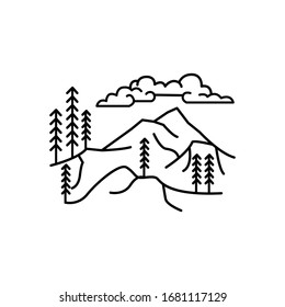 Mountain and trees line illustration