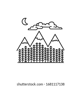 Mountain and trees line illustration