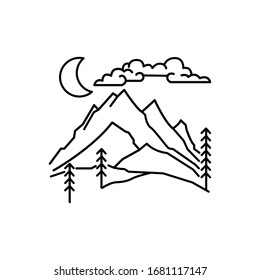 Mountain Trees Line Illustration Stock Vector (Royalty Free) 1681117087 ...