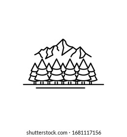 Mountain and trees line illustration