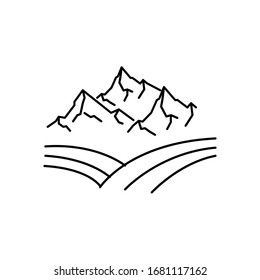 Mountain and trees line illustration