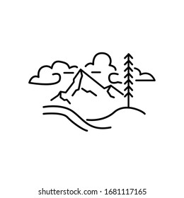 Mountain and trees line illustration