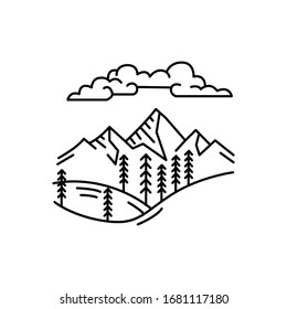 Mountain and trees line illustration