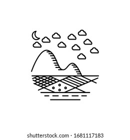 Ilustración de líneas de montaña y árboles