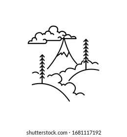 Mountain and trees line illustration