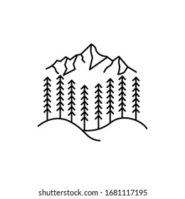 Ilustración de líneas de montaña y árboles