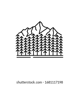 Mountain and trees line illustration