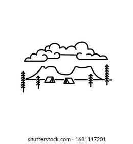 Mountain and trees line illustration