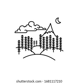 Mountain and trees line illustration